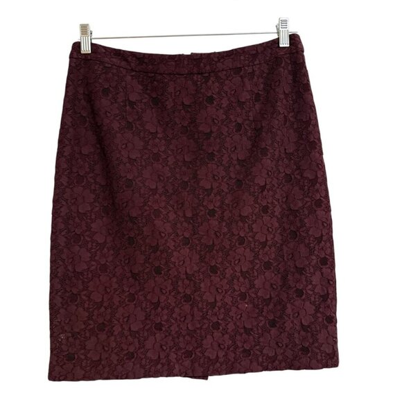 Halogen Maroon Lace Skirt SZ 10P Office Feminine Chic - Picture 5 of 5